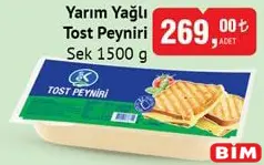 SEK YARIM YAĞLI TOST PEYNİRİ 1500 G
